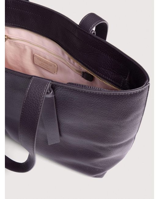 Coccinelle Purple Grained Leather Tote Bag Malory Large