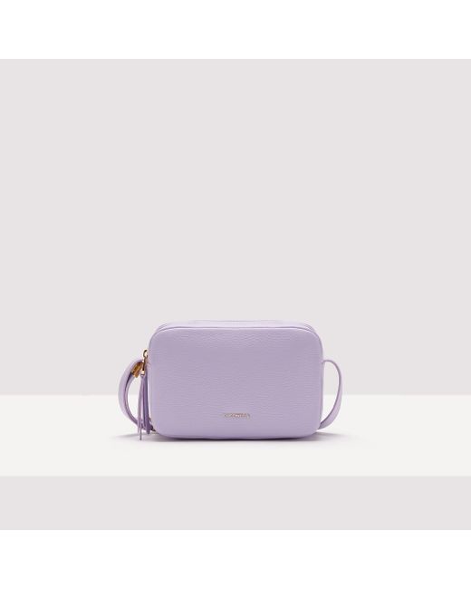 Coccinelle Purple Grained Leather Crossbody Bag Gleen Small