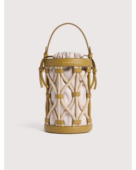 Coccinelle Metallic Smooth Leather With Tubular Rope Detailing Bucket Bag Koi Small