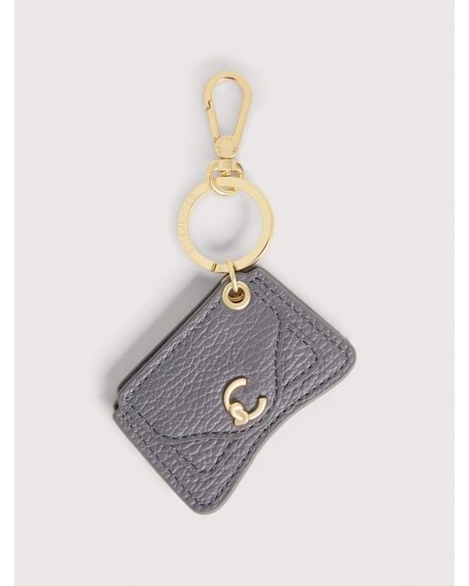 Coccinelle White Grained Leather Key Ring C-Me