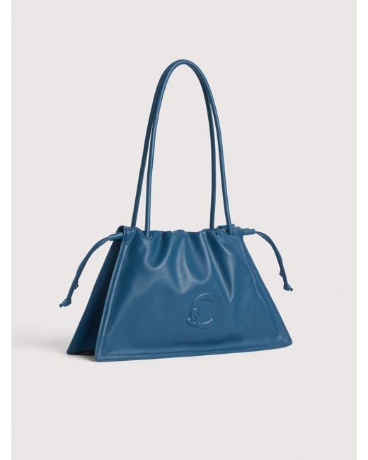 Coccinelle Blue Smooth Leather Shoulder Bag Dulse Medium