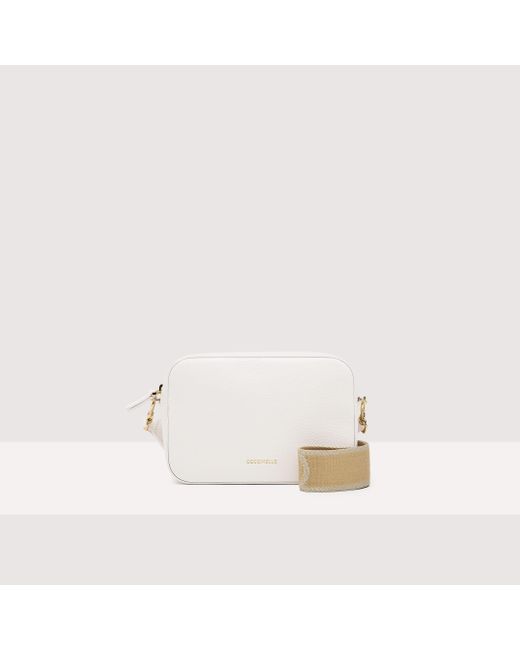 Coccinelle White Grained Leather Crossbody Bag Tebe