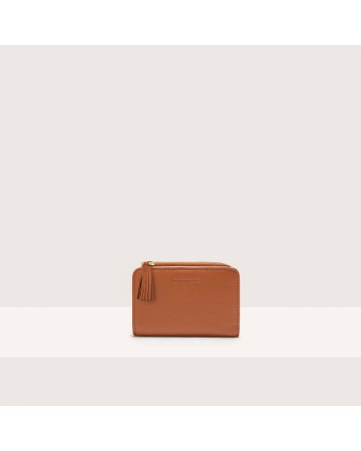 Coccinelle Brown Geldbörse Small aus genarbtem Leder Tassel