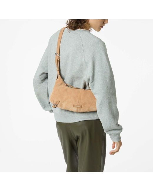Coccinelle Green Suede And Grained Leather Shoulder Bag Abigail Suede Bimaterial Small