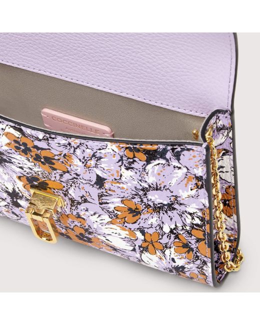Minibag in Pelle con stampa floreale Beat Flower Print di Coccinelle in White