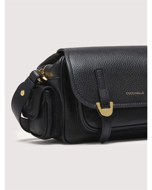 Coccinelle Black Umhängetasche Aus Genarbtem Leder Campus Small