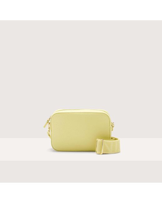 Coccinelle Yellow Grained Leather Crossbody Bag Tebe Small
