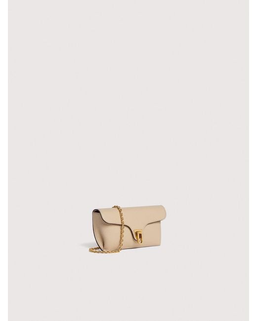 Coccinelle Natural Grained Leather Tote Bag Double Beat Medium
