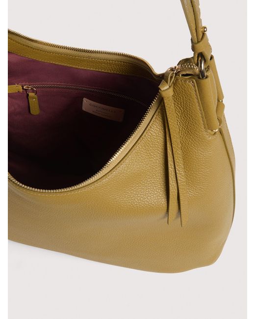 Coccinelle Natural Grained Leather Shoulder Bag Rebekka Medium