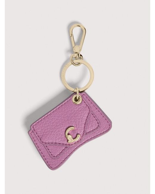 Coccinelle Pink Grained Leather Key Ring C-Me