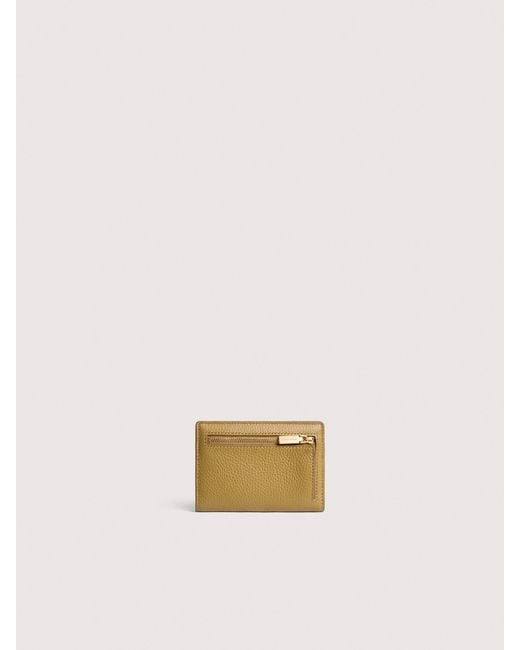 Coccinelle Natural Grained Leather Passport Holder Metallic Medium