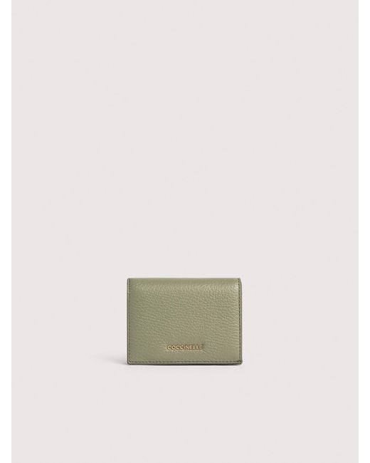 Coccinelle Natural Small Grainy Leather Purse Metallic Soft