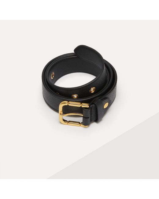 Coccinelle Black Grained Leather Belt Yuna