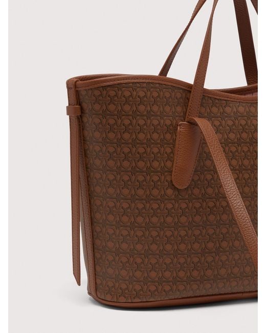 Coccinelle Brown Shopper Aus Beschichtetem Canvas Mit Monogram-Muster Und Genarbtem Leder New Never Without Bag Coated Monogram Medium