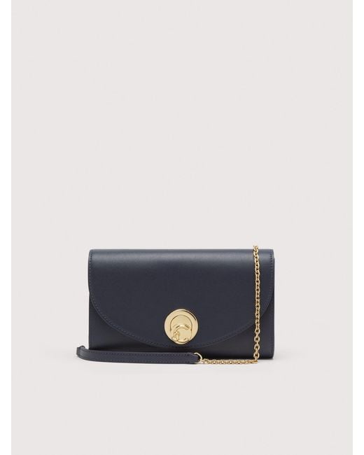 Coccinelle Blue Smooth Leather Clutch Bag Nikla Smooth Small