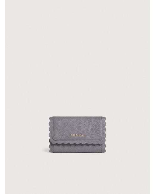 Coccinelle White Grained Leather Wallet Leather Lace Small