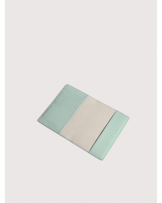 Coccinelle Blue Grained Leather Passport Holder Metallic Medium