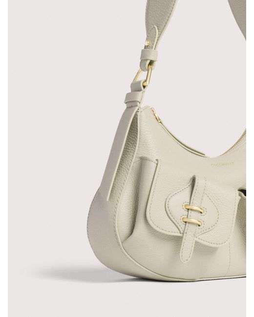 Coccinelle Natural Grained Leather Shoulder Bag Mavery Pocket Small