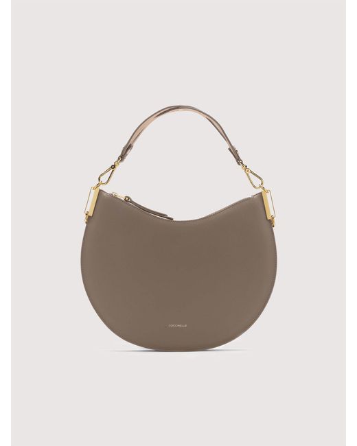 Coccinelle Brown Schultertasche Aus Genarbtem Leder Sunup Medium