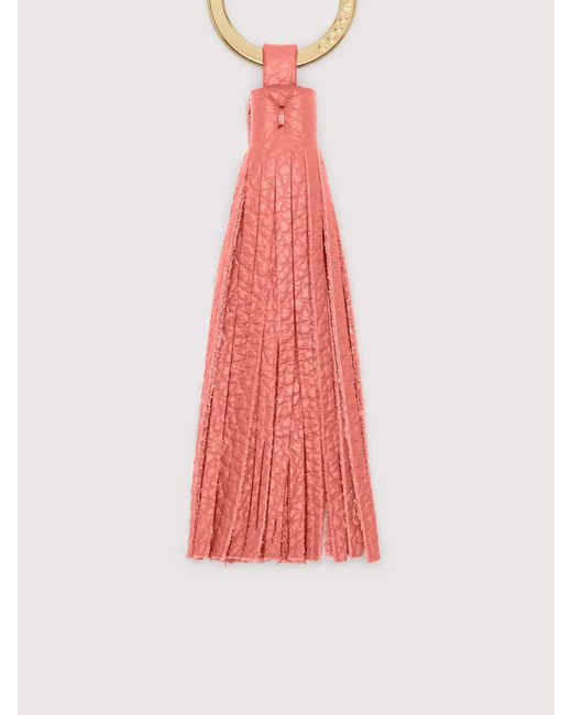 Coccinelle Pink Schlüsselanhänger Aus Genarbtem Leder Und Metall Tassel