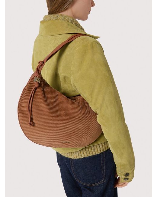 Coccinelle Multicolor Corduroy Fabric Shoulder Bag Thess Medium