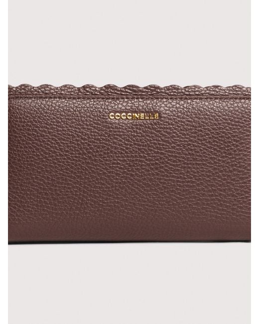 Coccinelle Brown Grained Leather Wallet Leather Lace Large