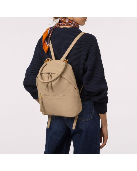 Coccinelle Natural Grained Leather Backpack Maelody Medium