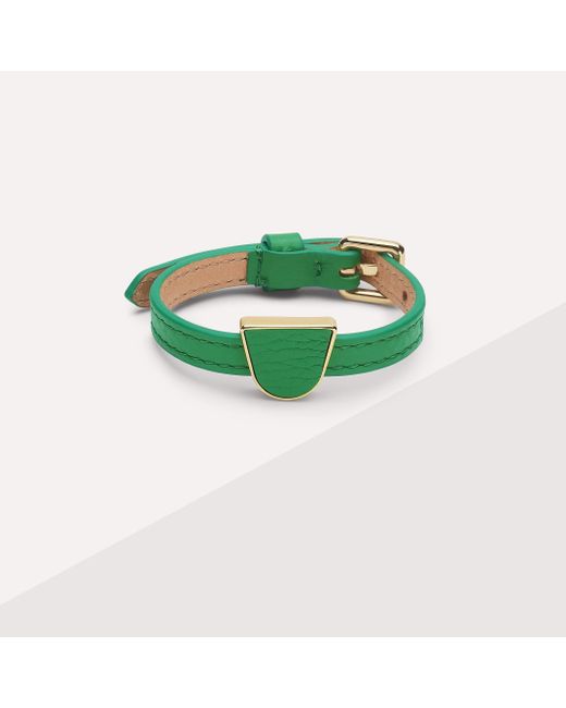 Coccinelle Green Grained Leather And Metal Bracelet Peggy