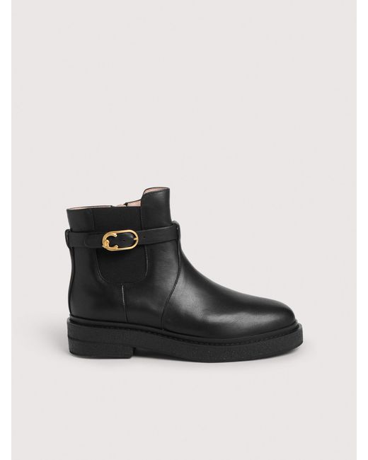 Coccinelle Black Vintage-Effect Leather Ankle Boots C-Saddle