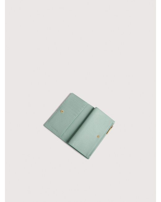 Coccinelle Green Medium Grained Leather Wallet Metallic Medium