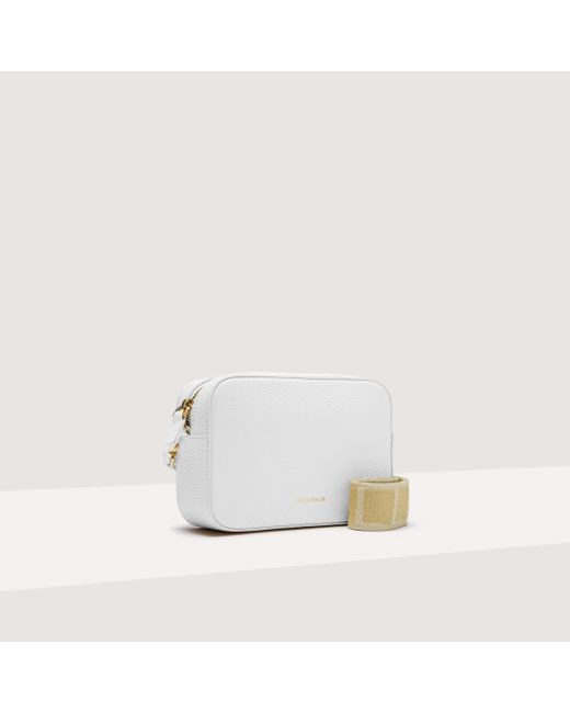 Coccinelle White Grained Leather Crossbody Bag Tebe Small
