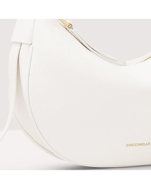 Coccinelle White Grained Leather Shoulder Bag Priscilla Small
