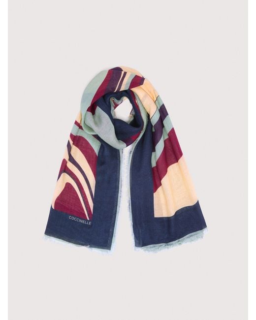 Coccinelle Blue Wool And Viscose Shawl Stone Layers