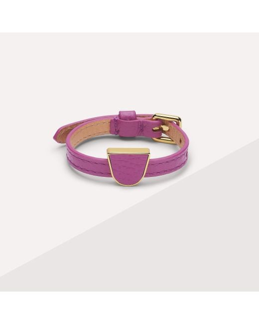 Coccinelle Pink Grained Leather And Metal Bracelet Peggy