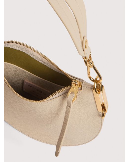 Coccinelle Natural Two-Sided Leather Shoulder Bag Sunup Small