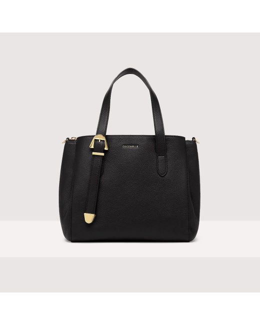 Coccinelle Black Grained Leather Handbag Gleen Small