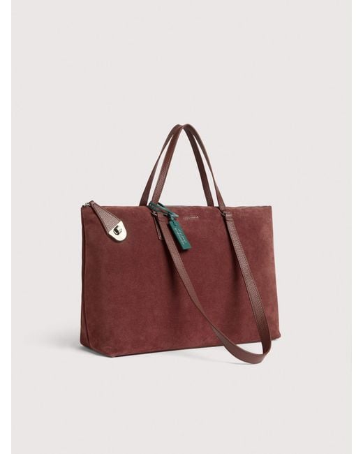 Coccinelle Red Suede Handbag Smart To Go Beat Generation Large