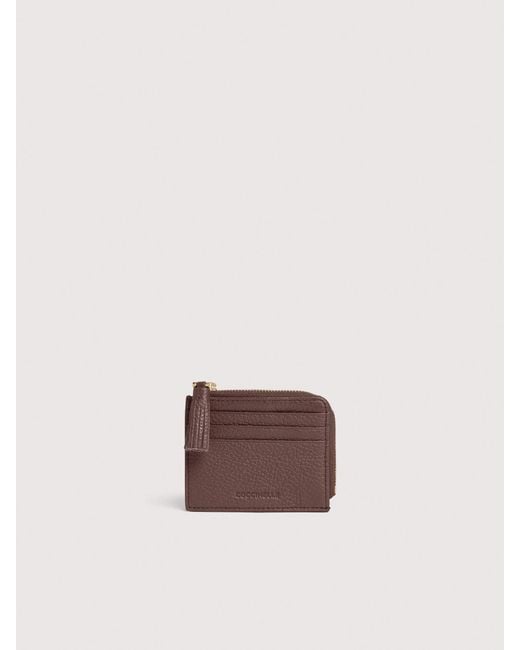 Coccinelle Pink Grainy Leather Card Holder Tassel Small