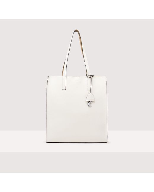 Borsa Shopping in Pelle double Easy Shopping Large di Coccinelle in White