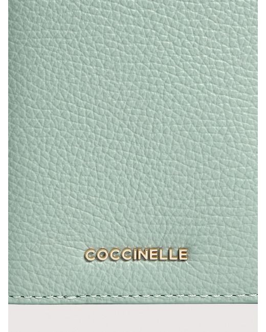 Coccinelle Blue Grained Leather Passport Holder Metallic Medium