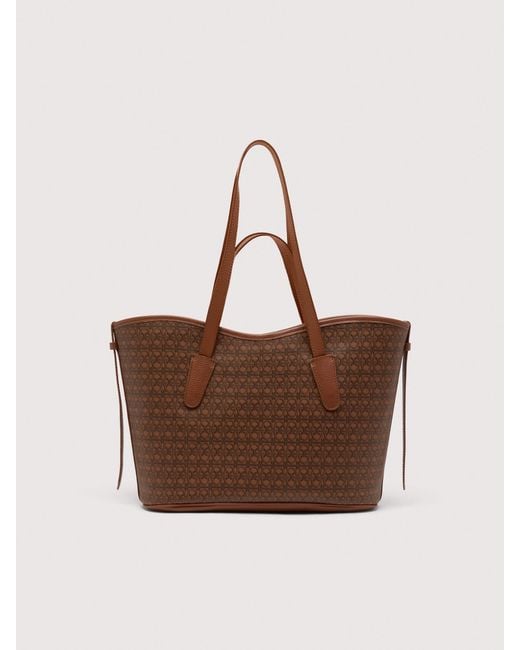 Coccinelle Brown Shopper Aus Beschichtetem Canvas Mit Monogram-Muster Und Genarbtem Leder New Never Without Bag Coated Monogram Medium