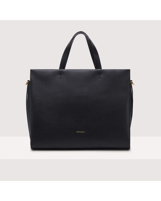 Coccinelle Black Grained Leather Handbag Boheme Large