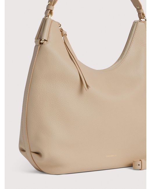 Coccinelle Natural Grained Leather Shoulder Bag Rebekka Medium