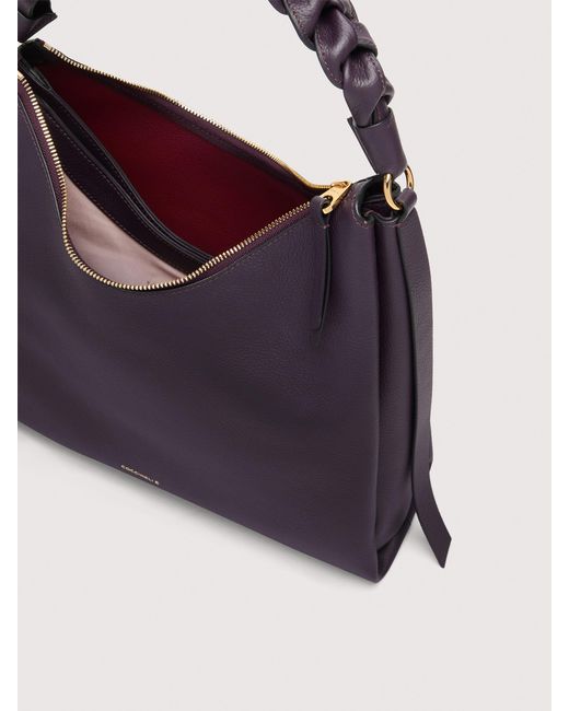 Coccinelle Blue Schultertasche Aus Doubleface-Leder Boheme Medium