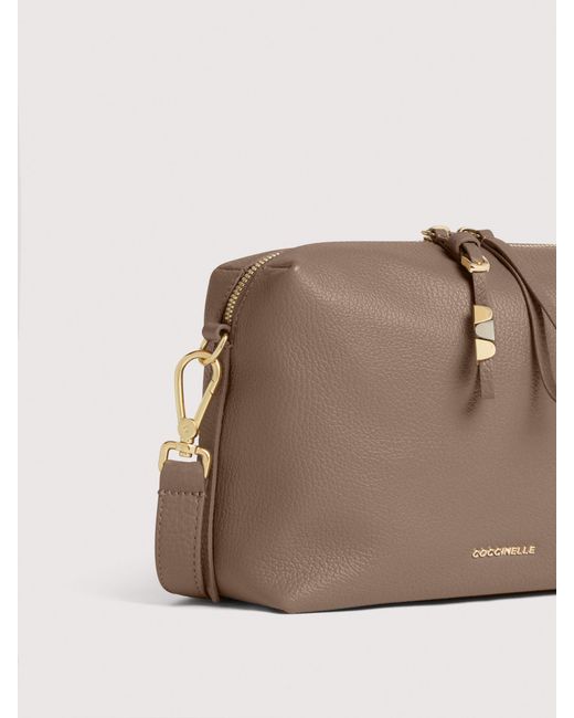 Coccinelle Natural Grained Leather Crossbody Bag Nory Small