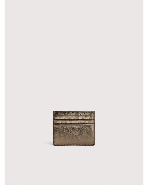 Coccinelle Natural Grainy Leather Card Holder Metallic Small
