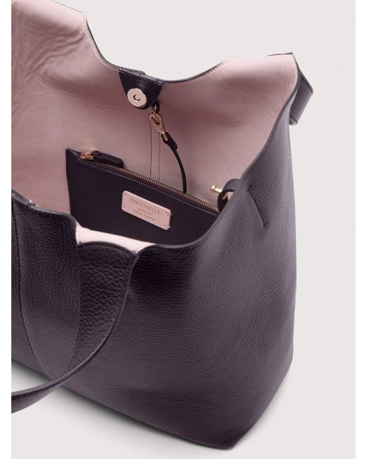 Coccinelle Blue Grained Leather Tote Bag C-Easy Large