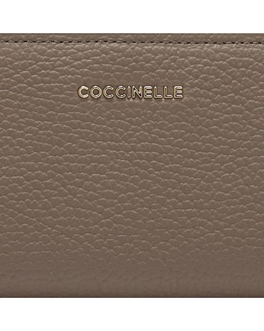Coccinelle Brown Large Grained Leather Wallet Metallic Soft