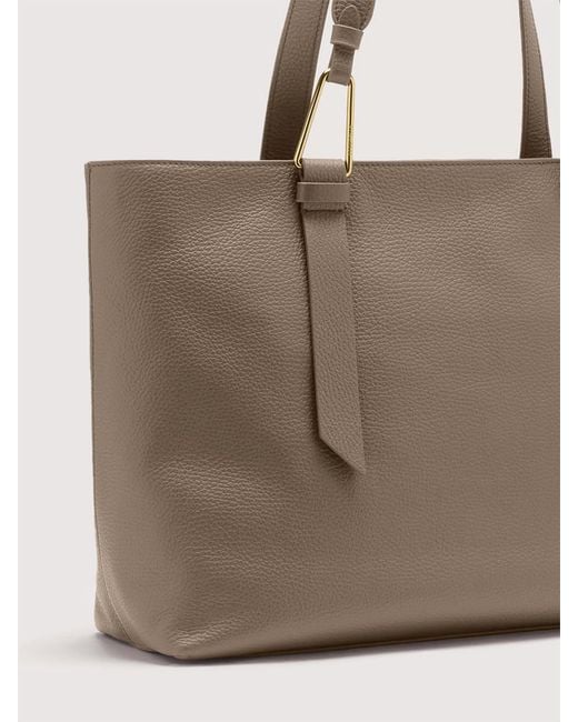 Coccinelle Brown Grained Leather Tote Bag Malory Large