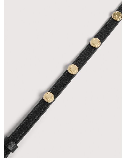 Coccinelle Black Grained Leather Bracelet C-Me Studs